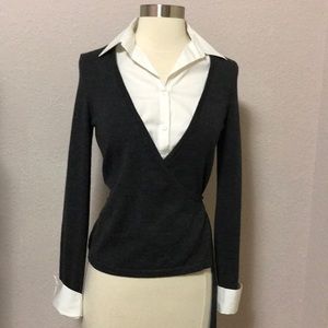 Theory sweater w/ removable cuff & front panel